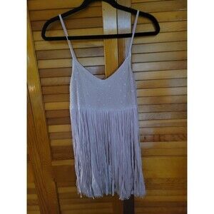 Pale Pink Western Boho Hippie Fringe Fairy Tank W Adjustable Straps